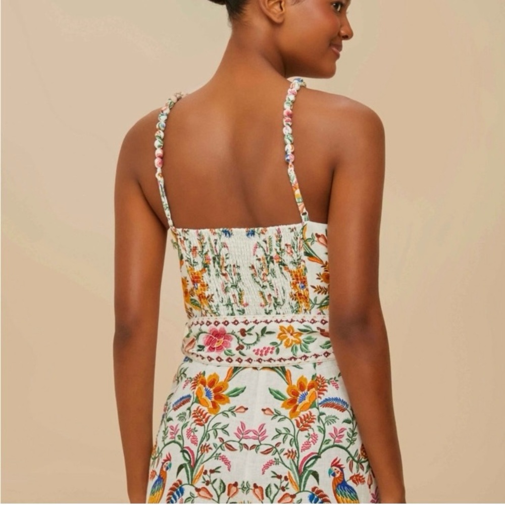 NEW FARM Rio Off-White Delicate Forest Euroflax™ Premium Linen Romper Size XL - Picture 4 of 16